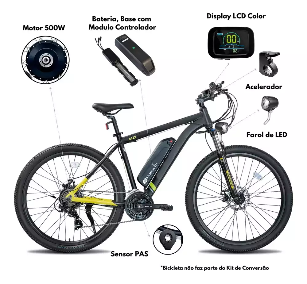 Bicicleta Elétrica Pronta ou Kit de Conversão? O que Compensa Mais em 2026? 2 Exemplo de Kit de Conversão Bike Elétrica